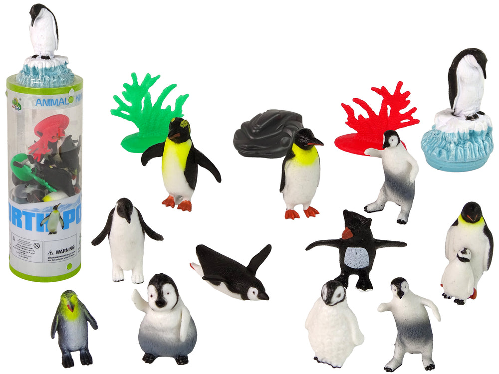 Set Tiere Pinguine Figuren Röhre Spielzeug Sammlung Hartgummi Seegras