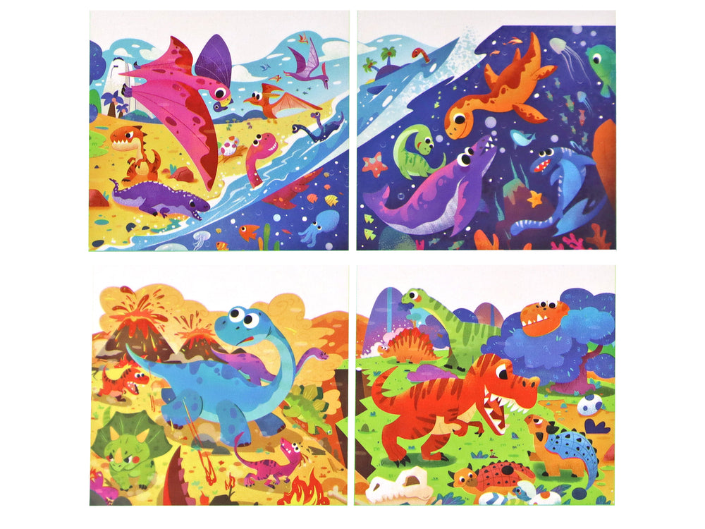 4in1 Kinder Dinosaurier Dino Lernpuzzle Kinderpuzzle Dinowelt 73 Teile