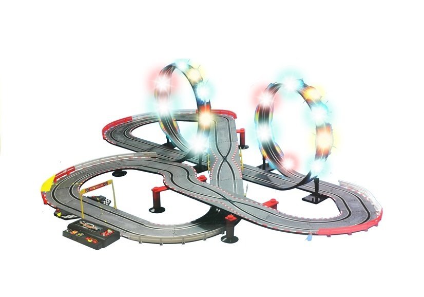 Rennstrecke Autos Rennautos Loopings Lichter LED Sportwagen Spielzeug
