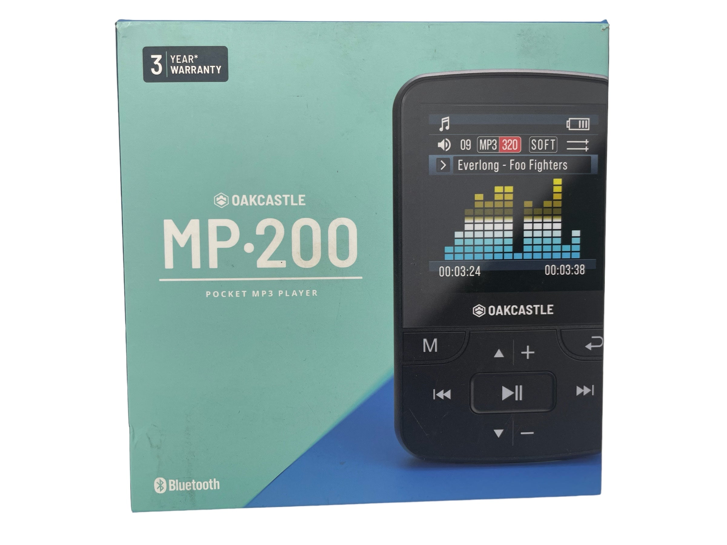 (C) MP3-Player mit Bluetooth | Tragbarer Musikplayer mit Kopfhörern | Farbbildschirm, einfache Steuerung, Sperrtaste, Sportclip | Oakcastle 16 GB Bluetooth