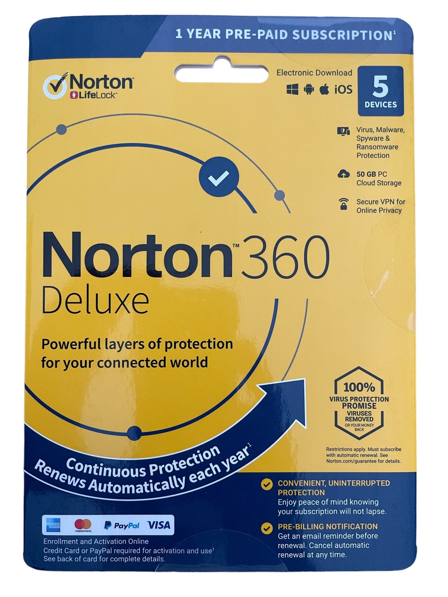 Norton 360 Deluxe 2023 Antivirus Software 5 Geräte 1-Jahr 50GB Cloud