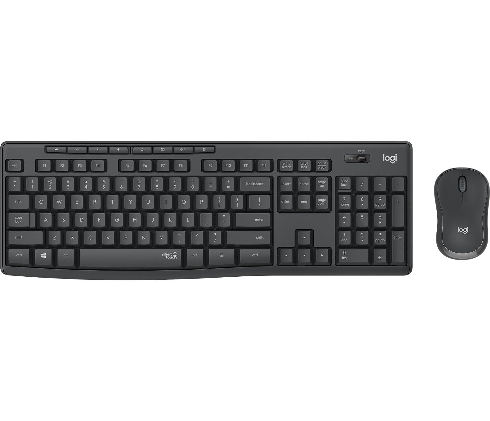(B) Logitech MK295 kabelloses Tastatur-Maus-Set mit SilentTouch-Technologie, Shortcut-Tasten, optischer Spurführung, Nano USB-Empfänger, verzögerungsfreier Drahtlosverbindung, UK QWERTY-Layout