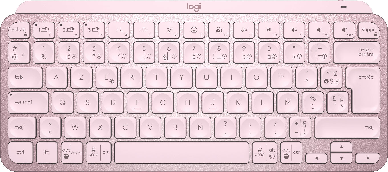 (B) Logitech MX Keys Mini Minimalist Wireless Illuminated Keyboard Rosa FR Azerty