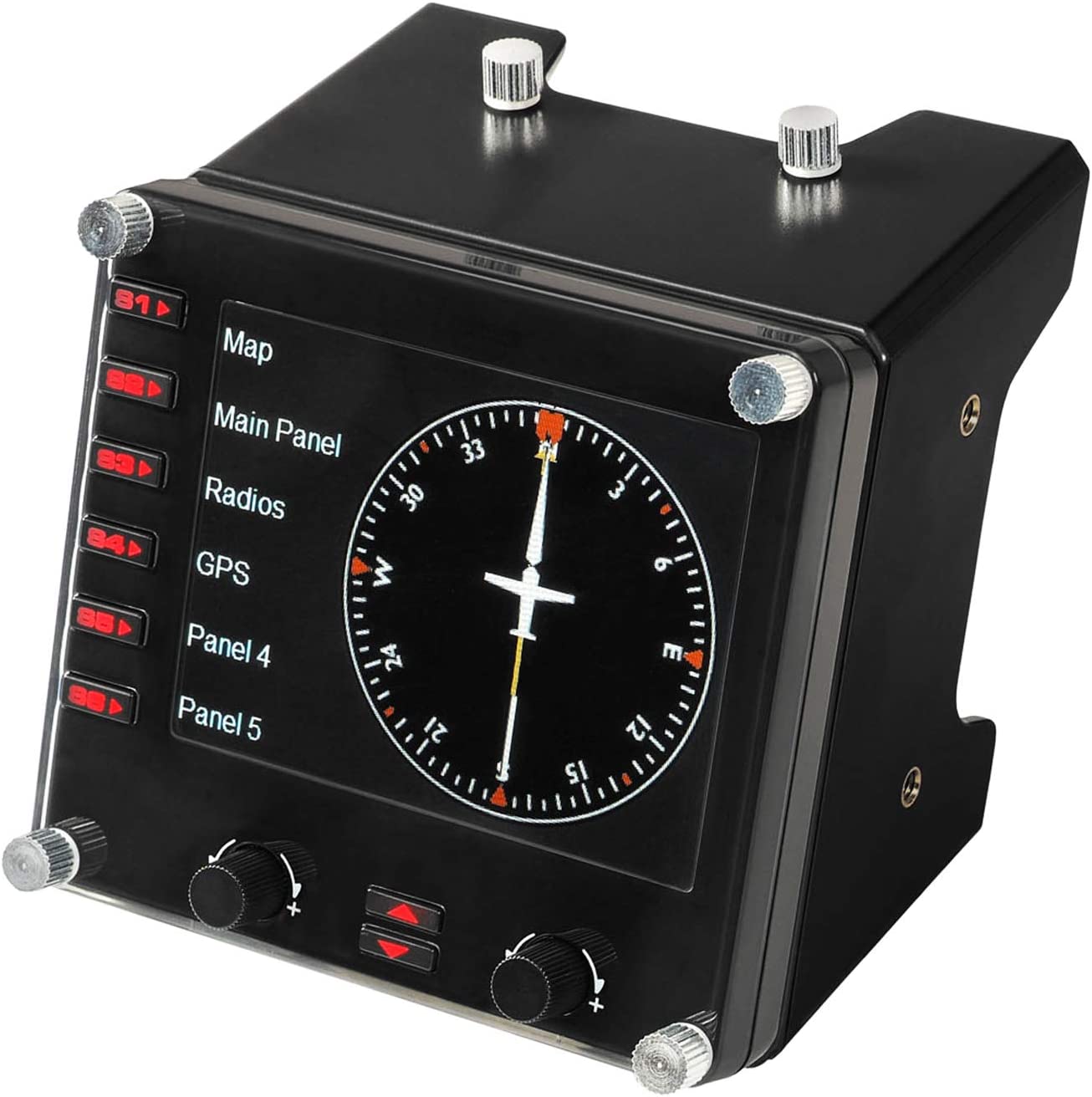(B1) Logitech G Saitek Pro Flight Instrumenten-Panel, Steuerpanel für Flug Simulatoren, 3.5 Zoll LCD-Farbdisplay