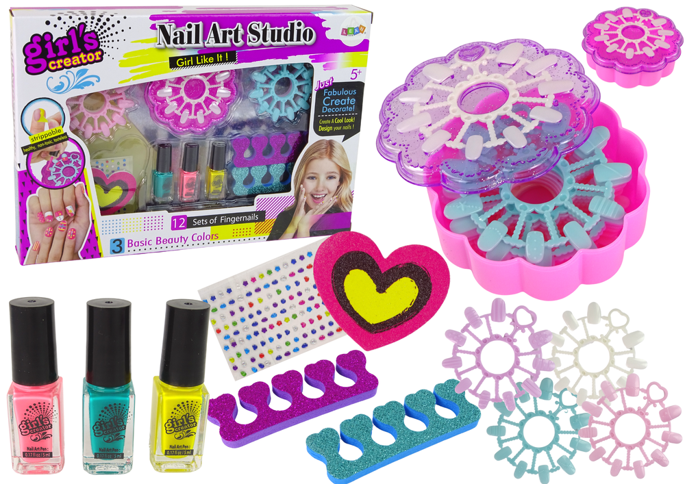 Mädchen Nagelstyling-Set Nail Art Studio Beauty-Set Strasssteine Lack