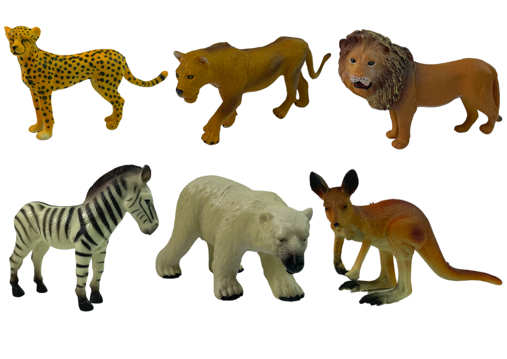 Figurenset Wildtiere Afrika Känguru Zebra Figur Tiere Hartgummi Set