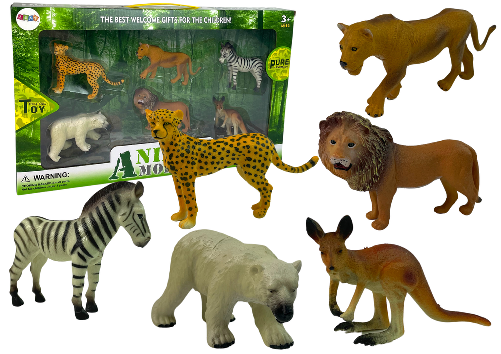 Figurenset Wildtiere Afrika Känguru Zebra Figur Tiere Hartgummi Set