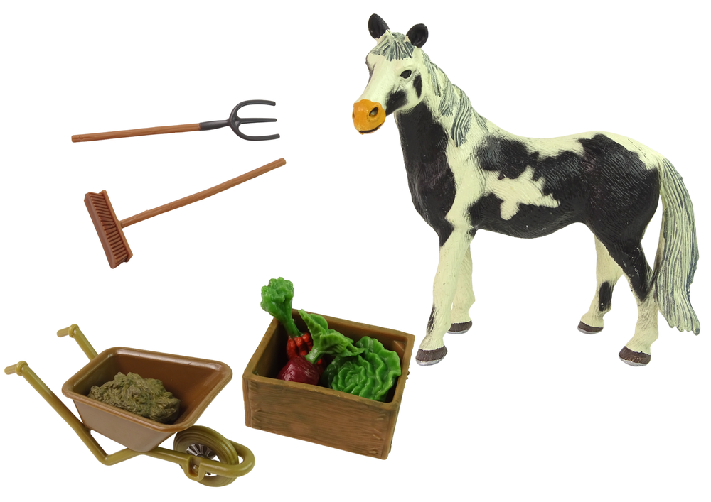 Farm-Figurenset Pferdefarm Holz Bauernhof Set Pferdekoppel Tiere Pferd