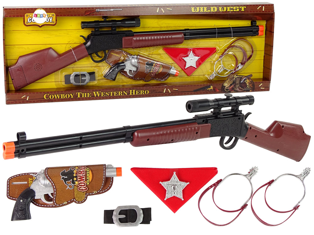 Schrotflinte Revolver Cowboy-Set Accessoire Karneval Pistole Sheriff