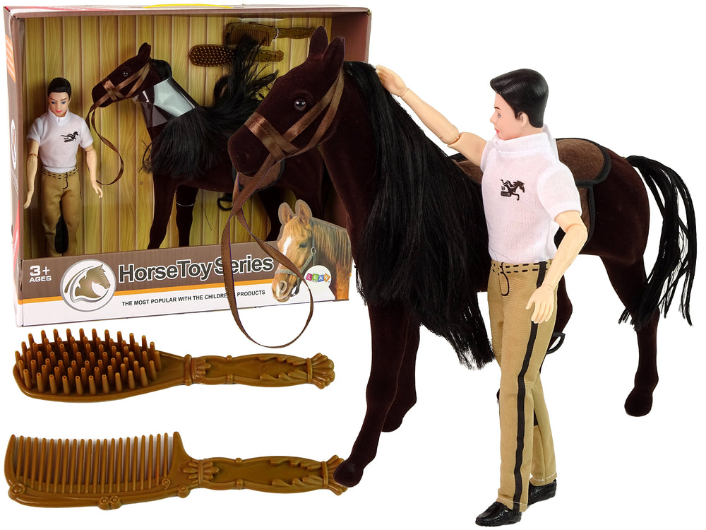 Pferd Puppe Figur Set Jockey-Puppe Spielzeug Stall Bauernhof Sattel