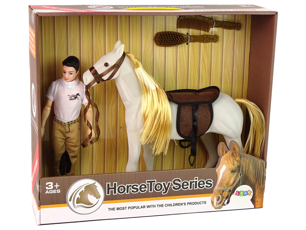 Puppenfiguren Pferd Set Stall Spielzeug Bauernhof Jockey-Puppe Tier