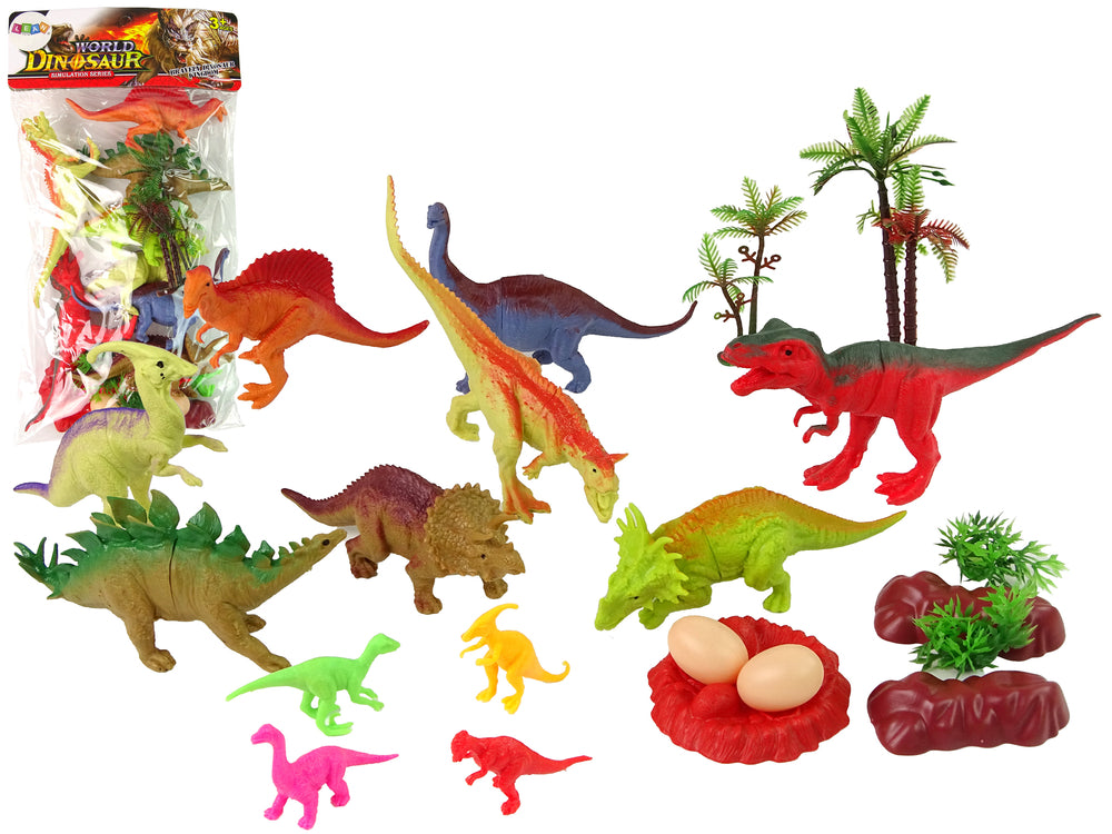 Set Dinosaurierfiguren Zubehör Spielzeug Dinosaurier Steine Bäume Eier