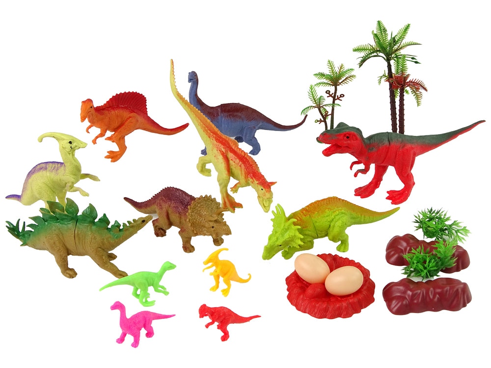 Set Dinosaurierfiguren Zubehör Spielzeug Dinosaurier Steine Bäume Eier