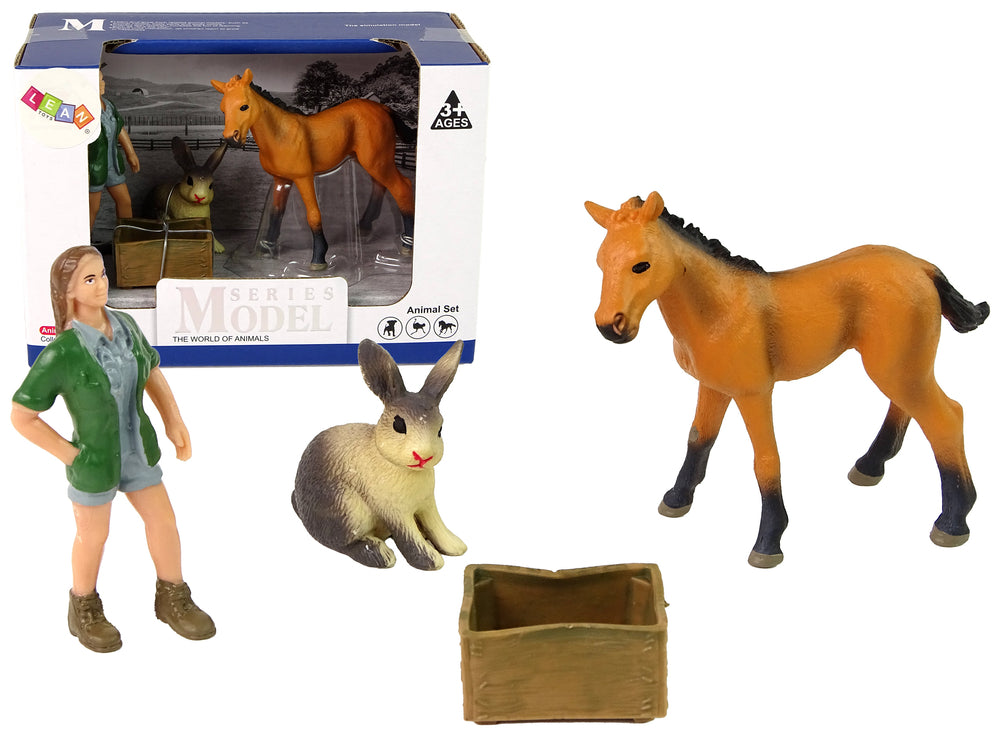 Figurenset Spielzeug Hartgummi Set Pferd Tierarzt Hase Kiste Figuren