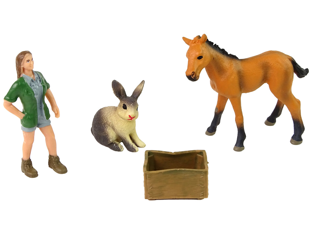 Figurenset Spielzeug Hartgummi Set Pferd Tierarzt Hase Kiste Figuren