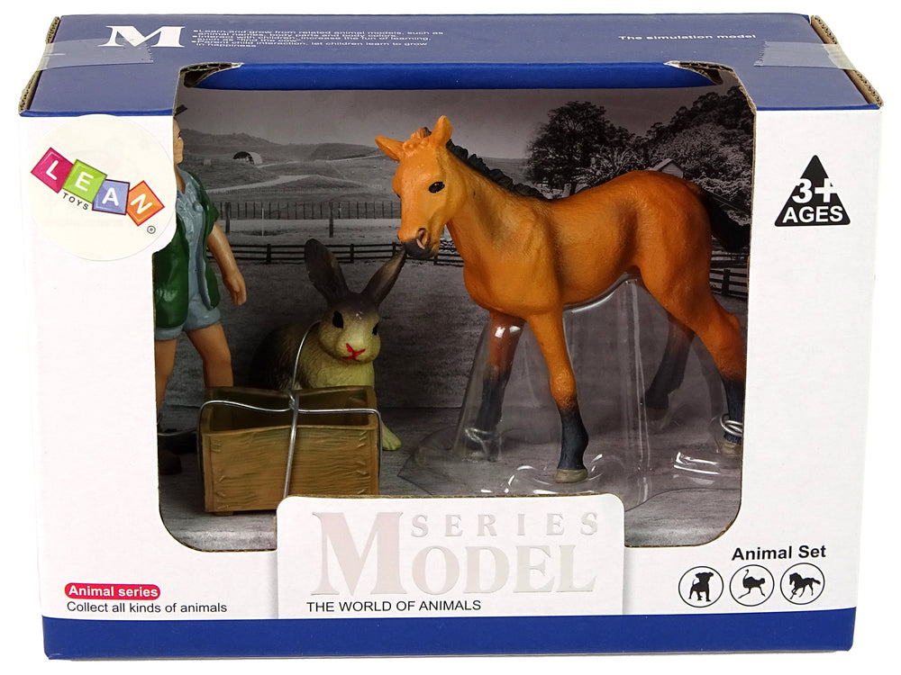 Figurenset Spielzeug Hartgummi Set Pferd Tierarzt Hase Kiste Figuren