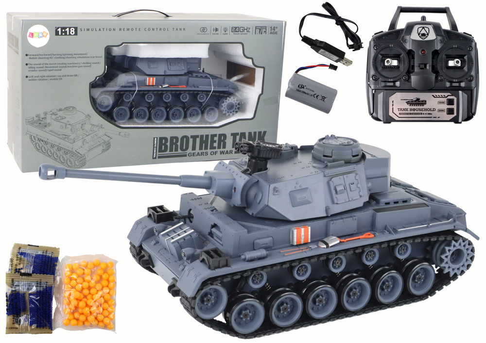 RC Tank Panzer Spielzeug Lichter Schussgeräusche Rauch Sounds LED