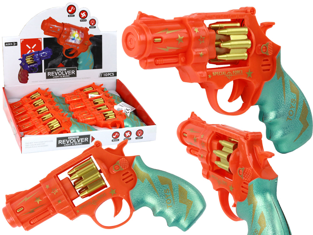 Revolverpistole Lichter Sound Revolver Pistole Kugelmagazin Spielzeug