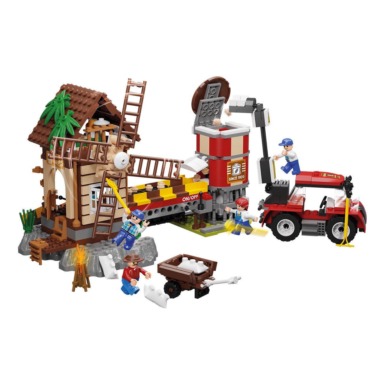 BLOCKI MyFarm Windmühle Bauernhof Bausatz Traktor Spielzeug 525 Teile