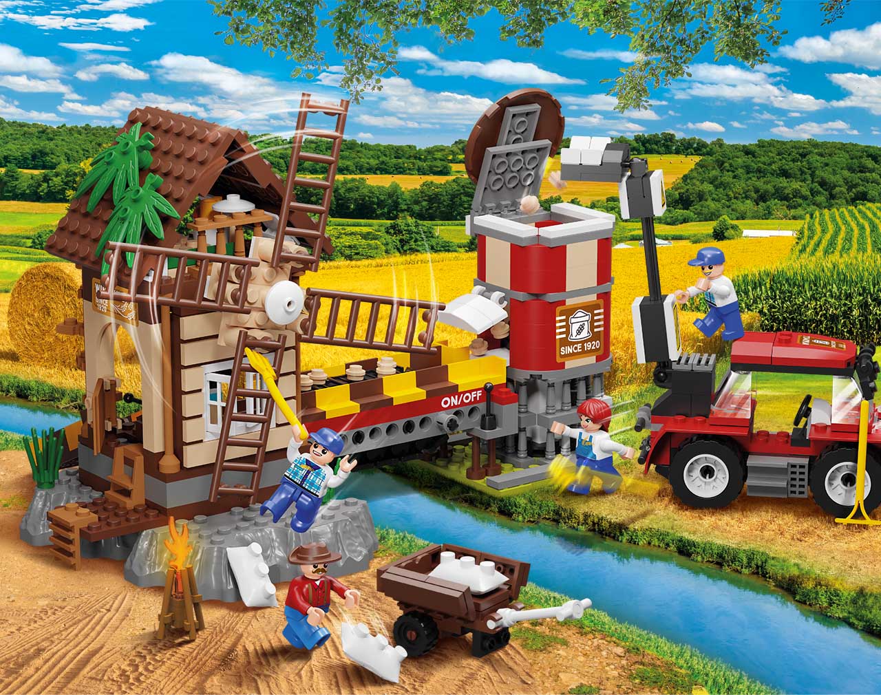 BLOCKI MyFarm Windmühle Bauernhof Bausatz Traktor Spielzeug 525 Teile