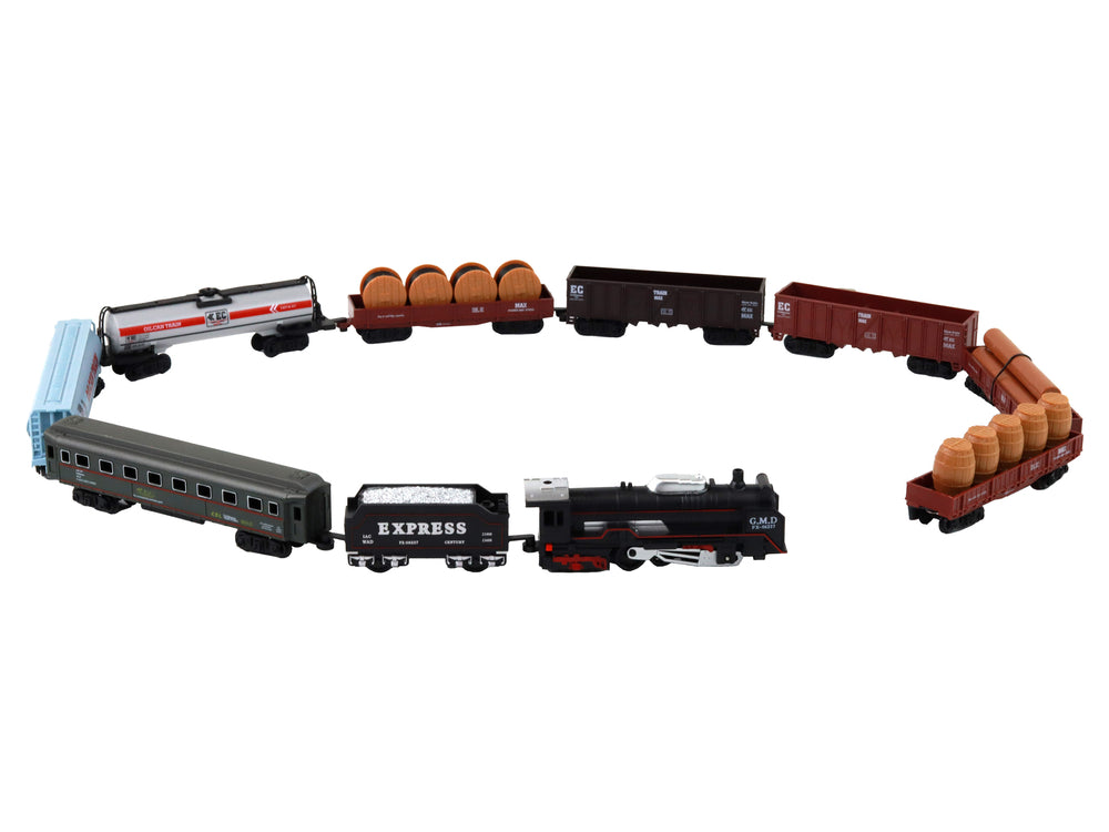 Set Lokomotive Waggons Spielzeug Batterie Eisenbahn Railway King Kohle