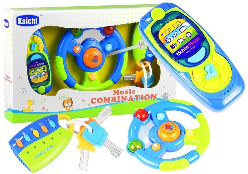 Autoset Babys Schlüssel Lenkrad Handy Alltagsgegenstände Lichter Set