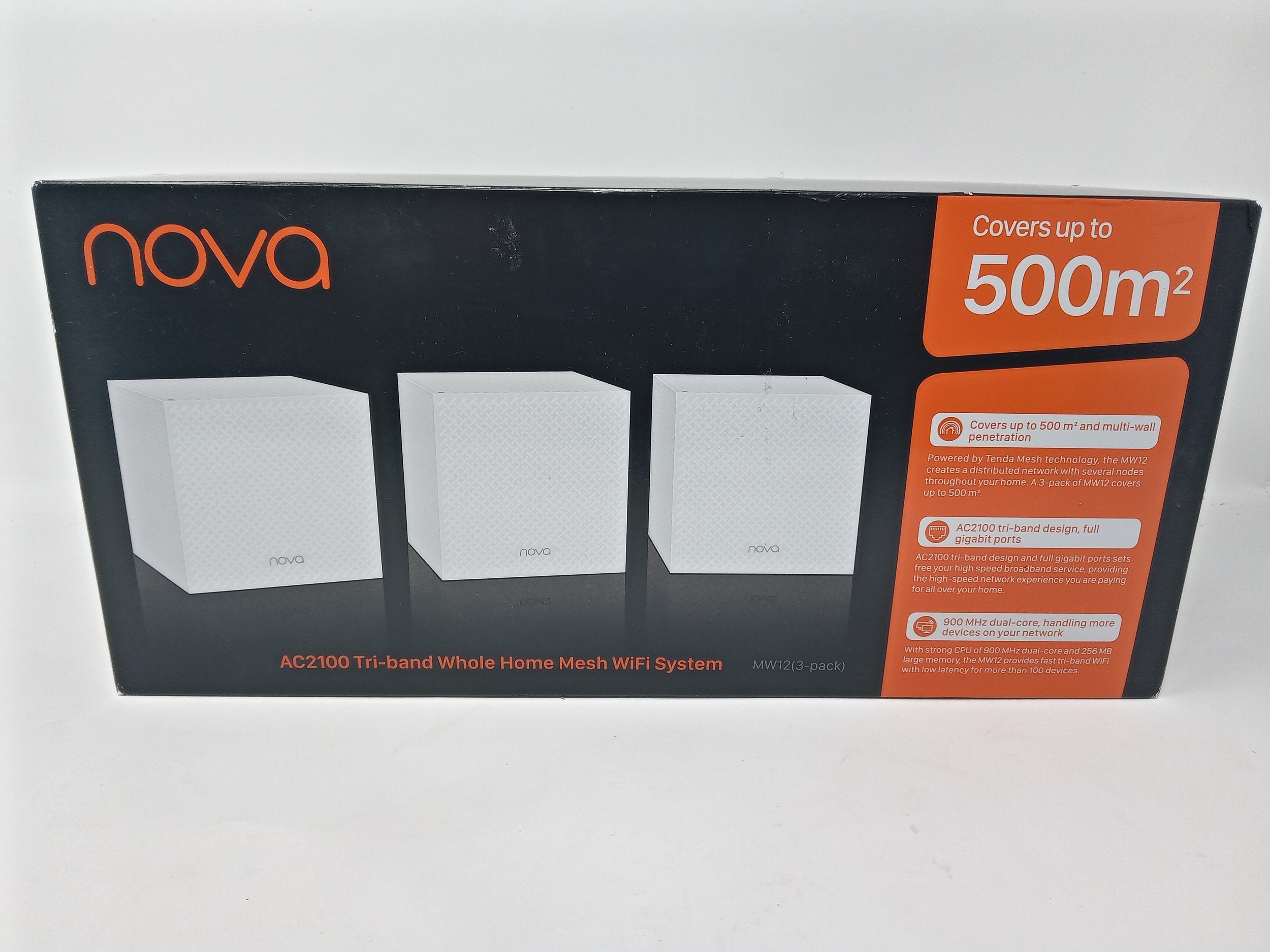 (B) Tenda Nova MW12 Mesh WLAN System AC2100 Tri-Band WLAN Mesh System Reichweite bis zu 500m²