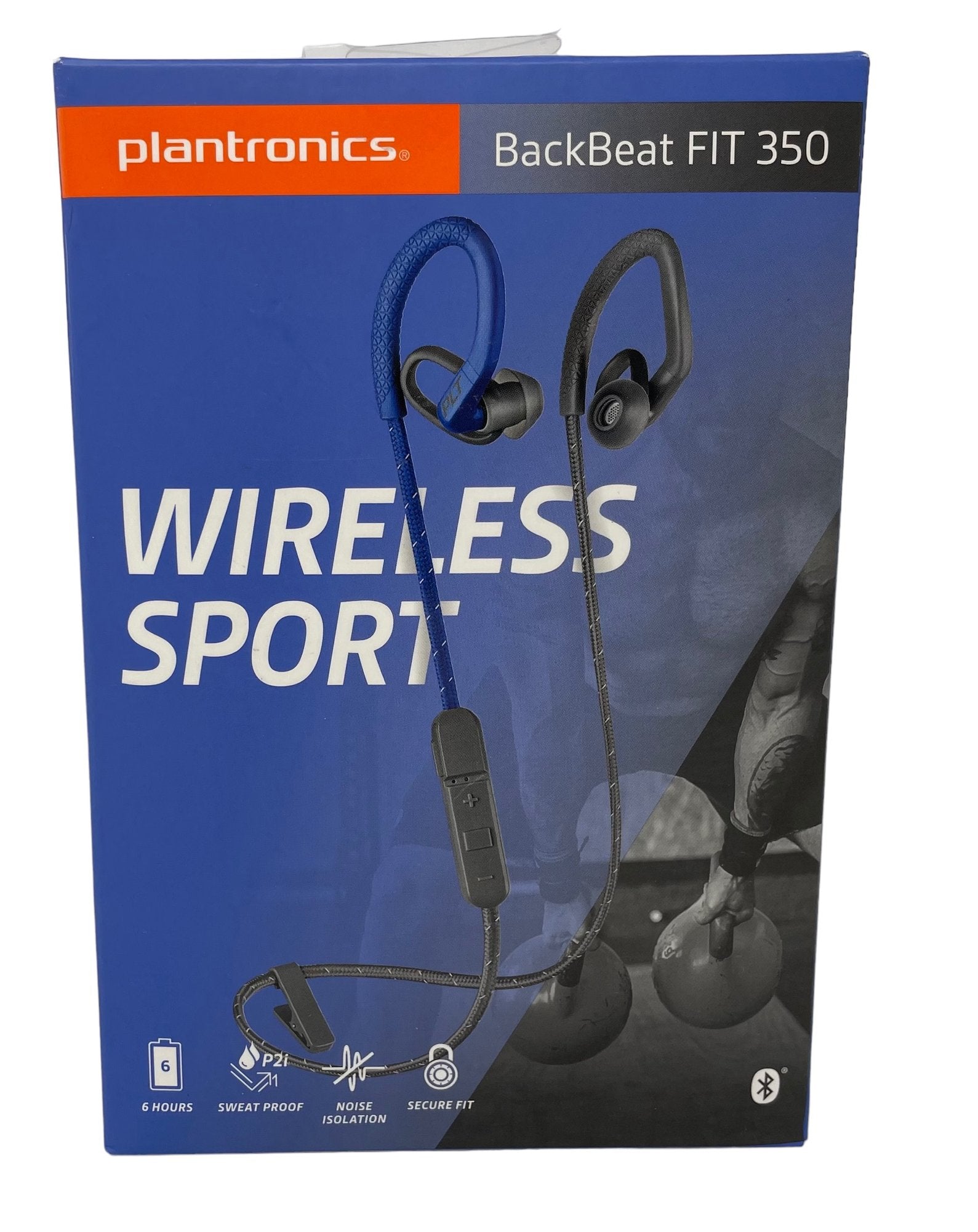 (B) Plantronics BACKBEAT FIT 350 Bluetooth-Sport Headset/Kopfhörer, In-Ear Grau/Blau