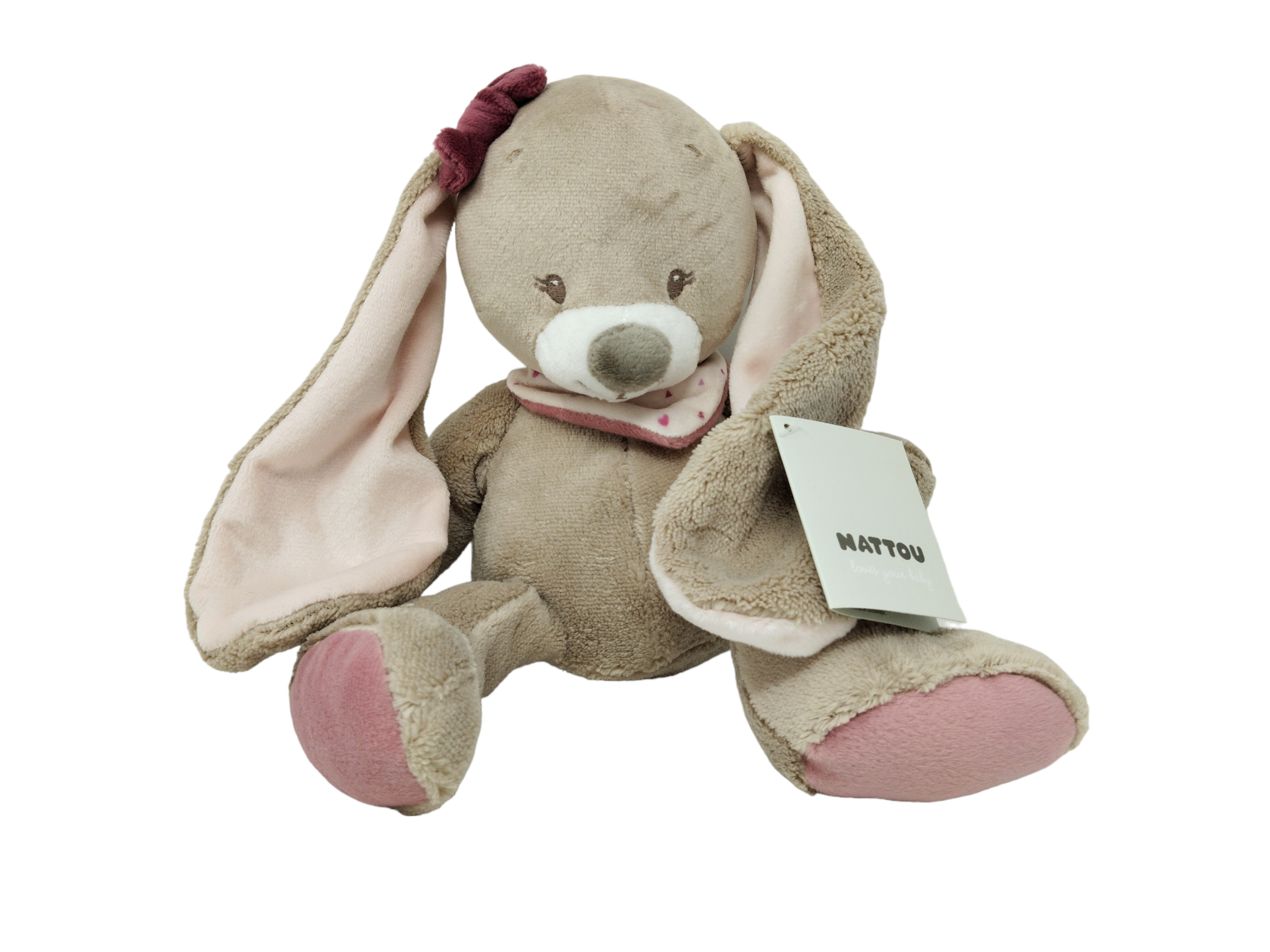 (B) Nattou Kuscheltier, 30 x 17 x 9 cm, Rosa/ Beige