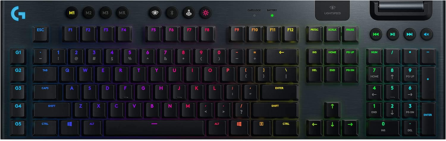 (G1) Logitech G915 LIGHTSPEED kabellose mechanische Gaming-Tastatur Taktiler GL-Tasten-Switch mit flachem Profil, US QWERTY