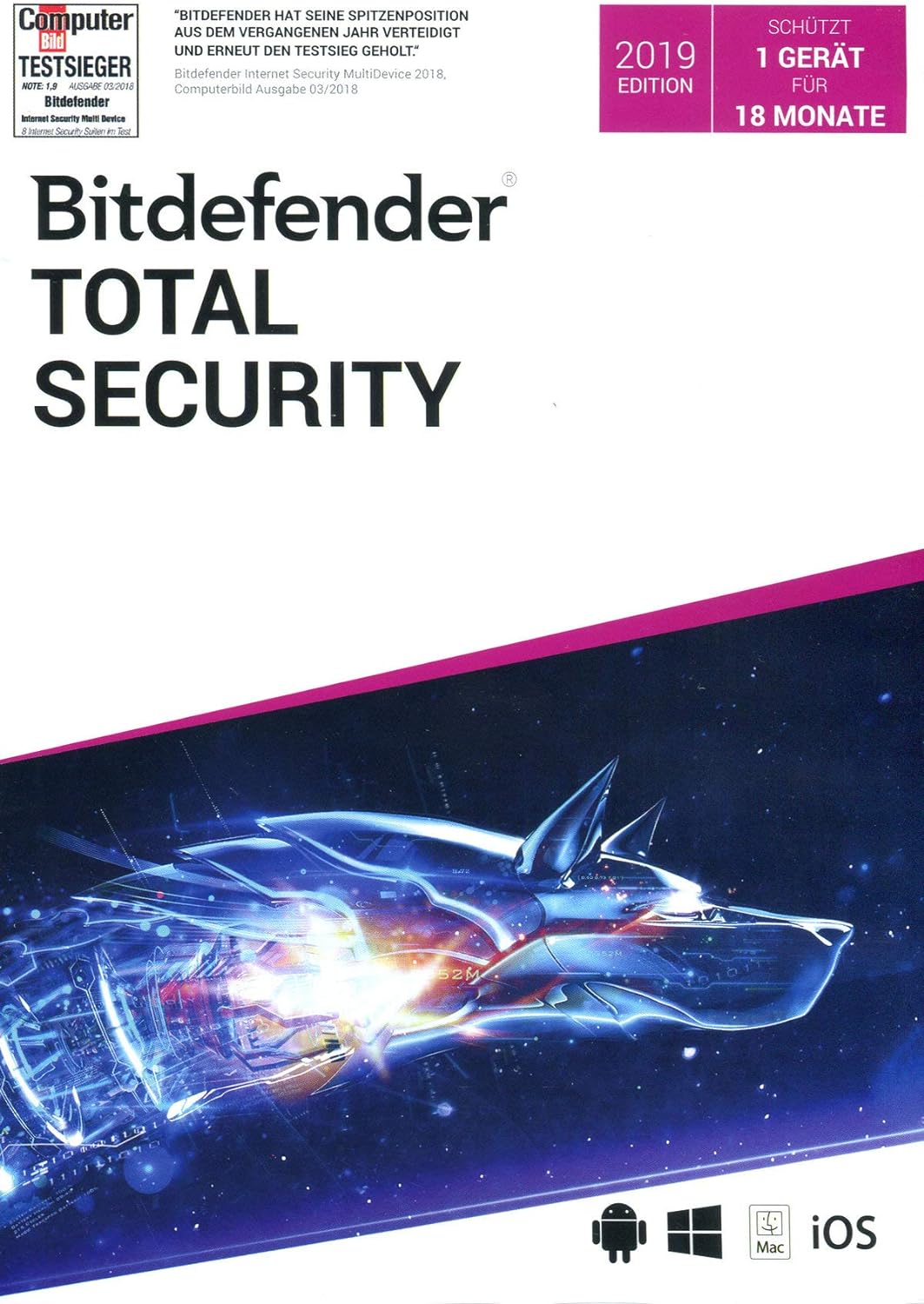 Bitdefender Total Security 2023 | 3 Geräte | 1 an | PC/MAC/Android |