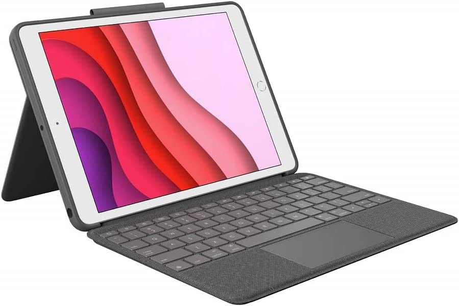 (C) Logitech Combo Touch für iPad (7., 8. und 9. Generation) Schutzcase mit Präzisions-Trackpad ES QWERTY