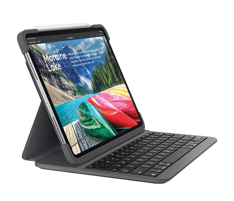 (G1) Logitech Slim Folio Pro iPad Hülle mit Kabelloser Bluetooth Tastatur, Für iPad Pro EN QWERTY