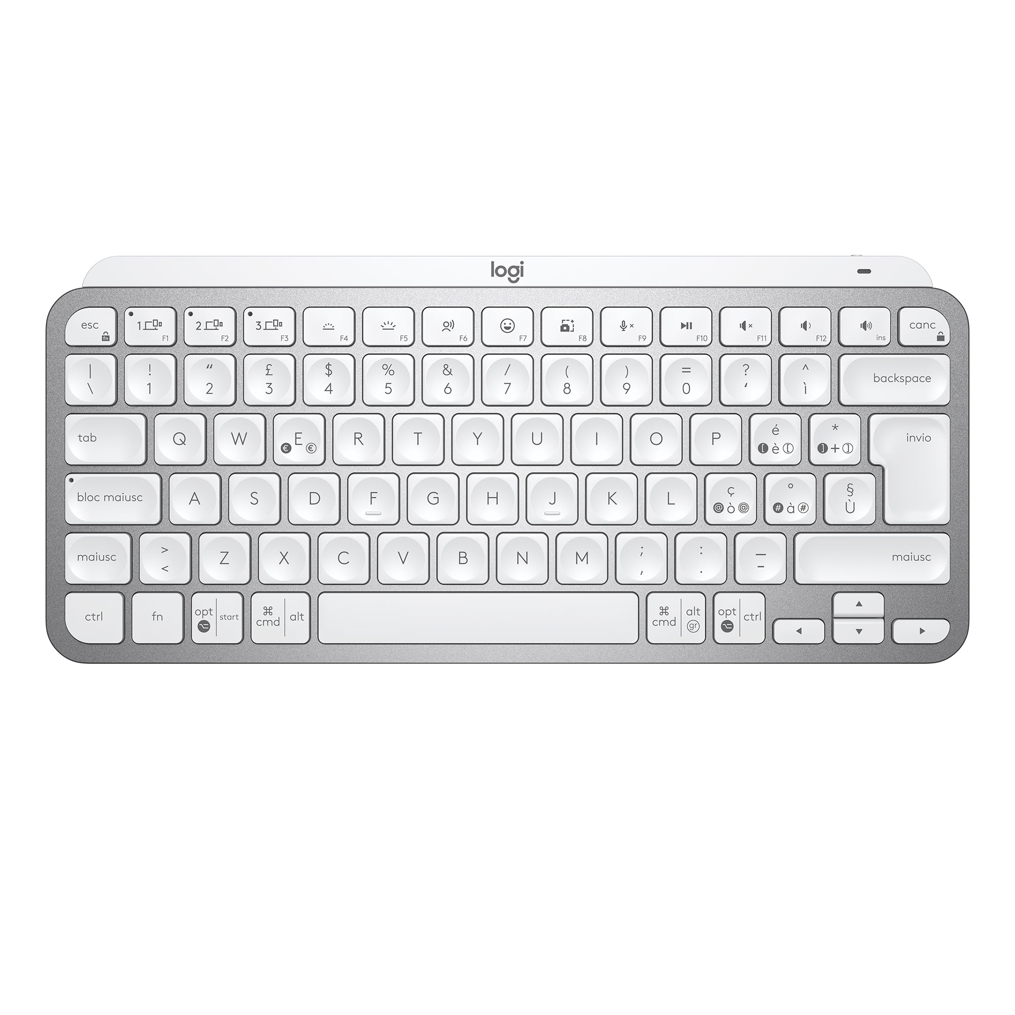 (B1) Logitech MXKEYS Mini WRLS beleuchtetes KB Hellgrau IT QWERTY