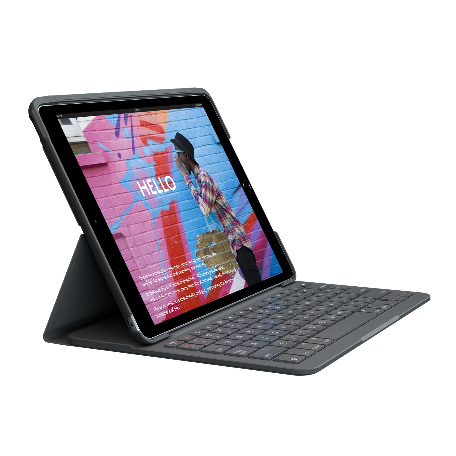 (C) Logitech Slim Folio für iPad (7., 8. und 9. Generation) Tastatur-Case ES QWERTY