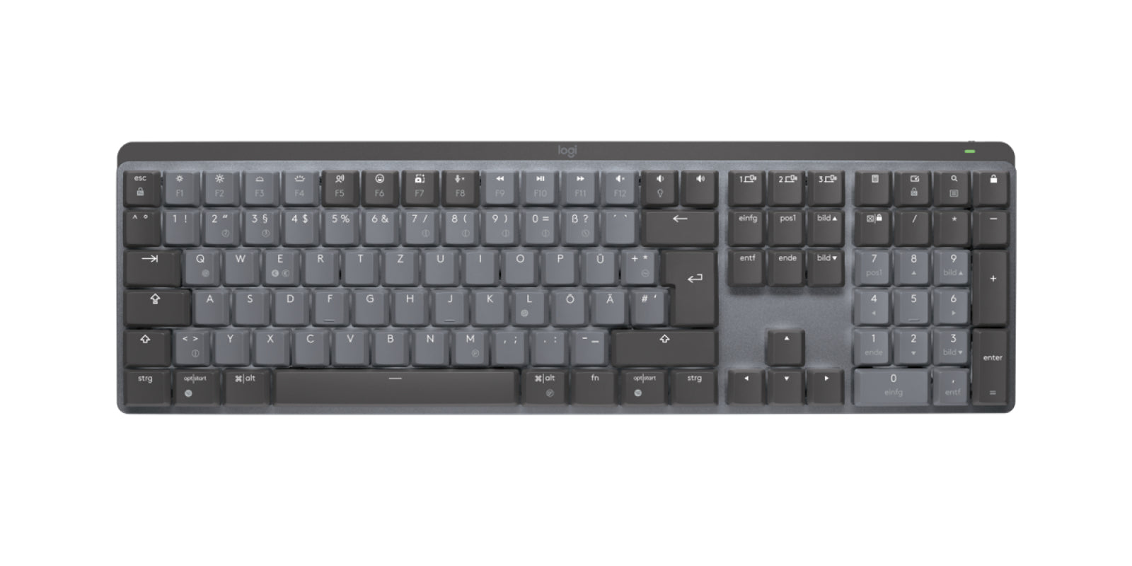 (G2) Logitech MX Mechanische kabellose beleuchtete Performance-Tastatur, Taktile leise Tasten