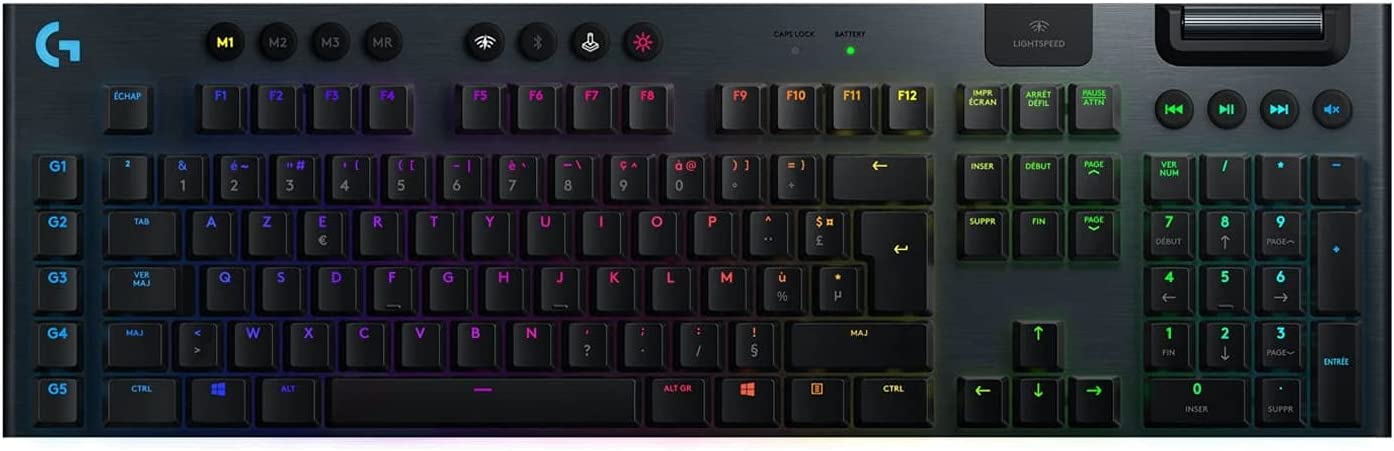 (C) Logitech G915 Lightspeed CLICKY Carbon-Tastatur FR Azerty Layout