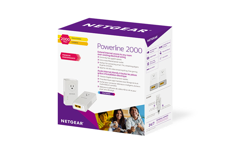 (G1) Netgear PLP2000 Powerline (nur für Frankreich, französischer Stecker, mit integrierter Steckdose)