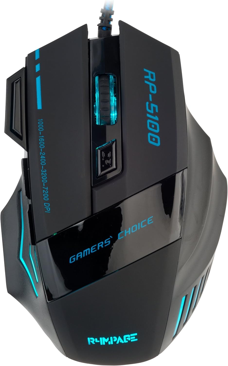 R4mpage RP-5100 6 Farbige LED-Gamingmaus, 7 Tasten, Scrollrad, Auflösung bis zu 7200 DPI