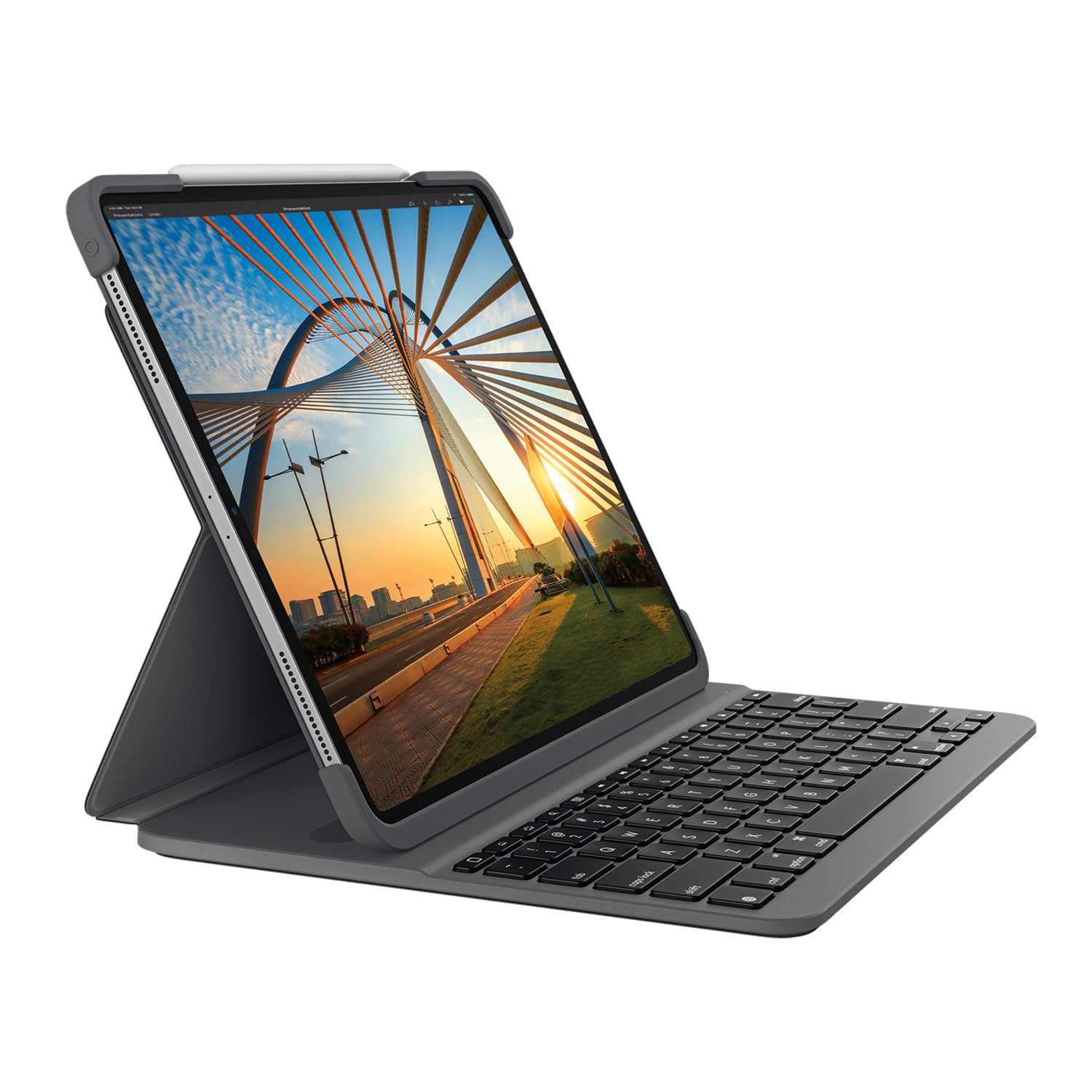 (G1) Logitech SLIM FOLIO PRO w. Illumination Bluetooth Keyboard Case for iPad Pro 12.9 inch (3rd and 4th generation)